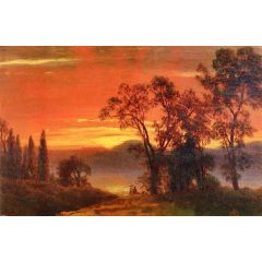 Sunset over the River Painting Reproduction