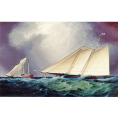 Columbia’ vs. ’Livonia’ Racing off Sandy Hook Painting Reproduction
