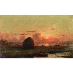 Haystack at Sunset Painting Reproduction