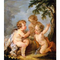 Three Putti Playing with a Bird’s Nest Painting Reproduction