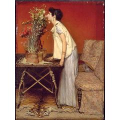Woman and Flowers Painting Reproduction