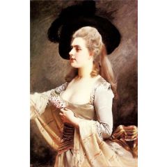 An Elegant Lady in a Black Hat Painting Reproduction