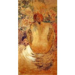 Crouching Marquesan Woman See from the Back Painting Reproduction