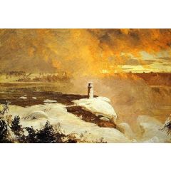 Niagara Falls from Goat Island, Winter Painting Reproduction