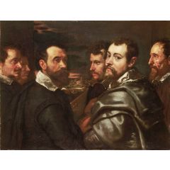 Self-Portrait in a Circle of Friends from Mantua Painting Reproduction