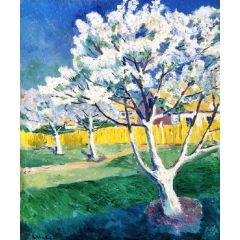 Apple Trees in Bloom Painting Reproduction