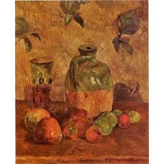 Apples, Jug, Iridescent Glass Painting Reproduction