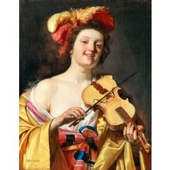 A Woman Playing the Violin Painting Reproduction