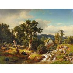 Landscape with Watermill(also known as Landschaft mit Wassermühle) Painting Reproduction