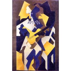 Harlequin with Guitar Painting Reproduction