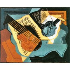 Guitar and Fruit Dish Painting Reproduction