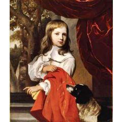 Portrait of a Little Boy with a Dog Painting Reproduction