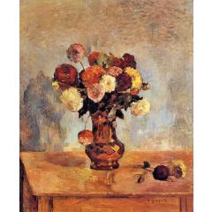Dahlias in a Copper Vase Painting Reproduction