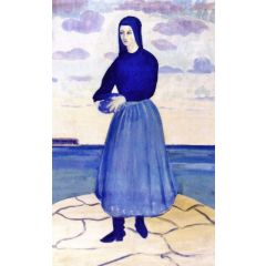 Irish Peasant Girl by a Jetty Painting Reproduction