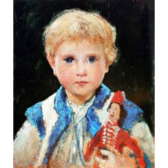 Girl with Jumping Jack (Marie Anker) Painting Reproduction