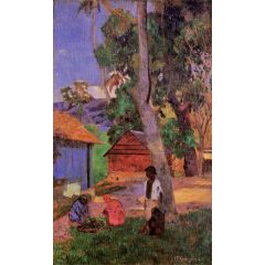 Near the Huts Painting Reproduction