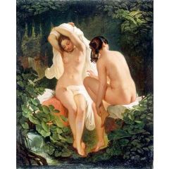 Two Female Bathers Painting Reproduction