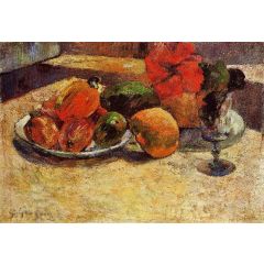 Still Life with Mangoes and Hisbiscus Painting Reproduction