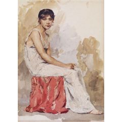 Young Woman, Seated Painting Reproduction