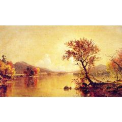 River in Autumn Painting Reproduction