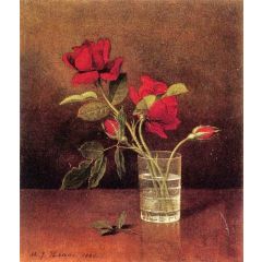 Still Life with Glass of Roses Painting Reproduction