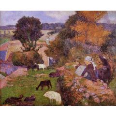 Breton Shepherdess Painting Reproduction