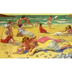 Games in the Sand(also known as Beach with Fighters) Painting Reproduction