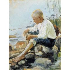 Boy on the Shore Painting Reproduction