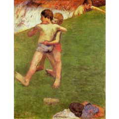 Breton Boys Wrestling, also known as Young Wrestlers Painting Reproduction