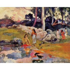 Woman on the Banks of the River Painting Reproduction