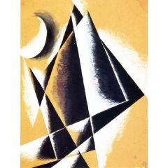 Construction with White Crescent Painting Reproduction