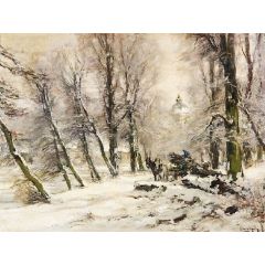 Winter in Castle Park Painting Reproduction