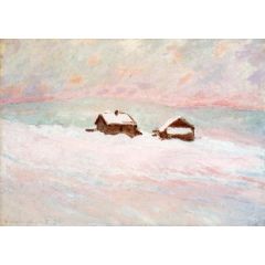 Houses in the Snow, Norway Painting Reproduction