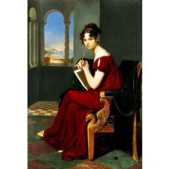 Young Lady with Drawing-pad Painting Reproduction