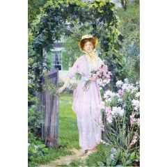 Young Woman in the Garden Painting Reproduction