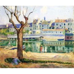 Lagny, View of the Quai de Pamponne Painting Reproduction