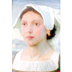 A Breton Peasant Girl Painting Reproduction