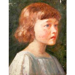 Portrait of a Child in a White Dress Painting Reproduction