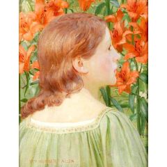 Portrait of a Girl amongst Lilies Painting Reproduction