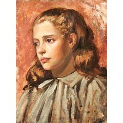 Portrait of a Girl in a White Pinafore Painting Reproduction