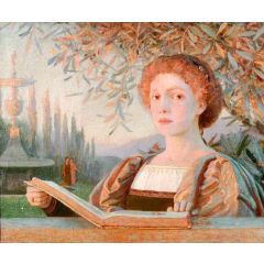 Portrait of a Girl with an Open Book Painting Reproduction