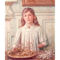Portrait of a Girl with Honesty Painting Reproduction