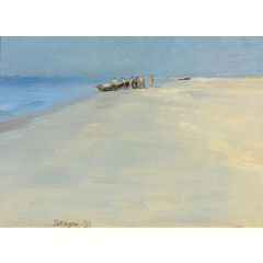 Fishermen on the Beach at Skagen Painting Reproduction
