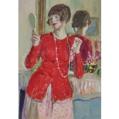 Woman with a Mirror Painting Reproduction