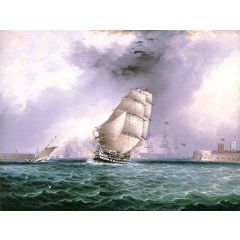 Portsmouth Harbor with an 80-Gun Frigate Bound for Spithead Painting Reproduction