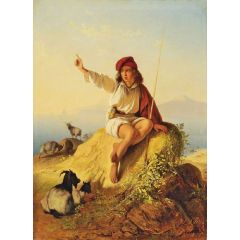 A Neapolitan Shepherd Painting Reproduction