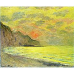 Sunset, Foggy Weather, Pourville Painting Reproduction