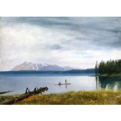 Fishing in Yellowstone Lake Painting Reproduction