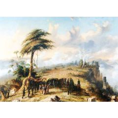 Captain Lord Russel’s Coy with a Six-Pounder Detachment of the Royal Artillery Skirmish against the Painting Reproduction