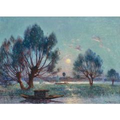 Clear Moon above the Banks of the Loire Painting Reproduction